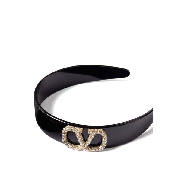 VALENTINO GARAVANI Embellished Resin Headband in Black - Picture 3 of 4